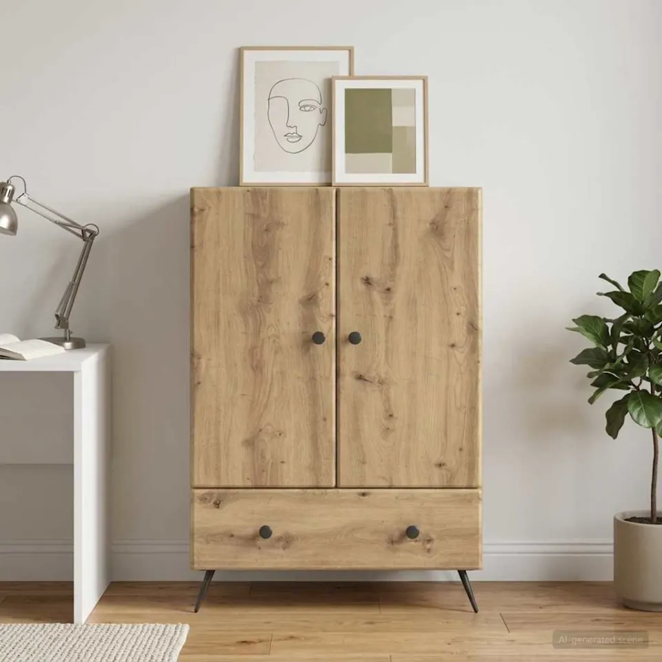 vidaXL Dressoir Artisanaal eiken 66 x 34,5 x 95 cm Bewerkt hout, foto 3