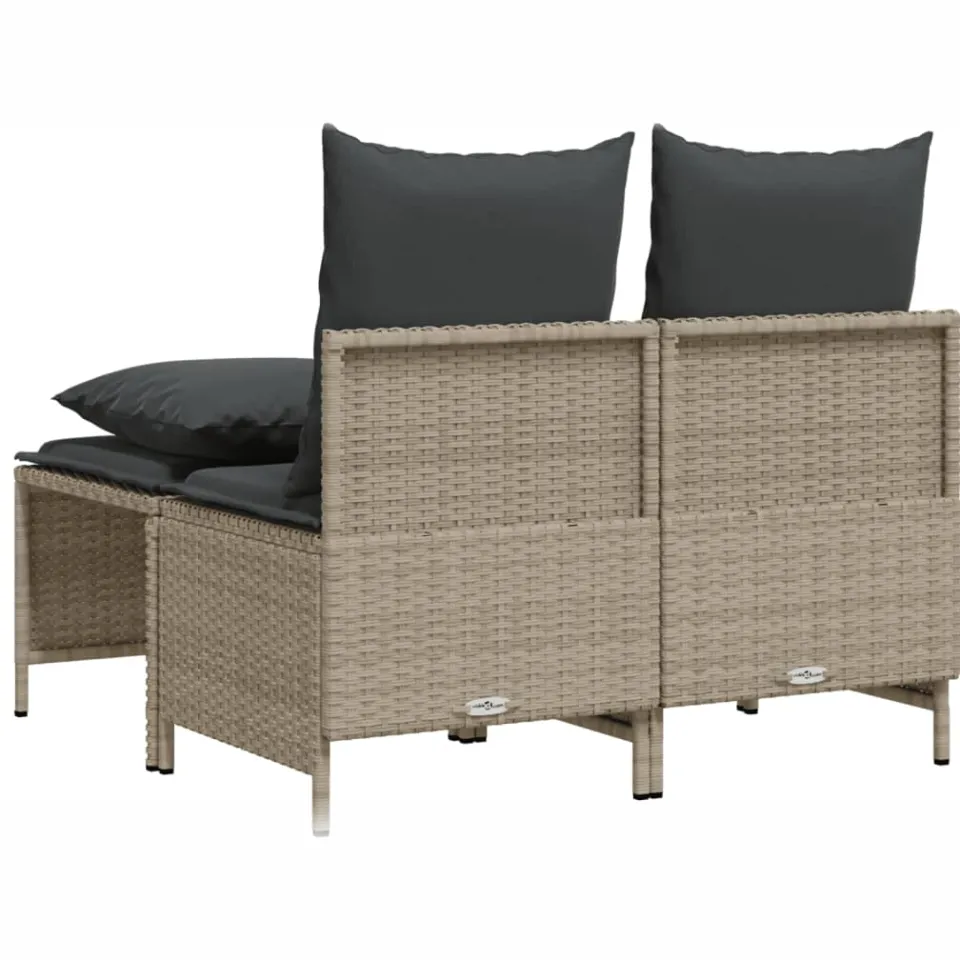 vidaXL 4-delige Loungeset met kussens poly rattan lichtgrijs grijs, foto 4