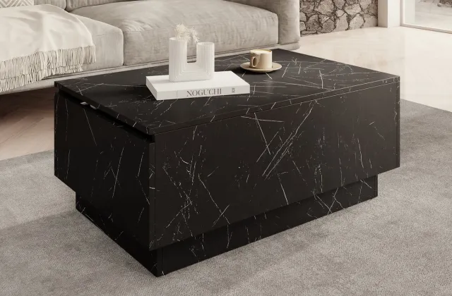 MEUBELLA Salontafel Micha - Zwart marmerlook - 90 cm