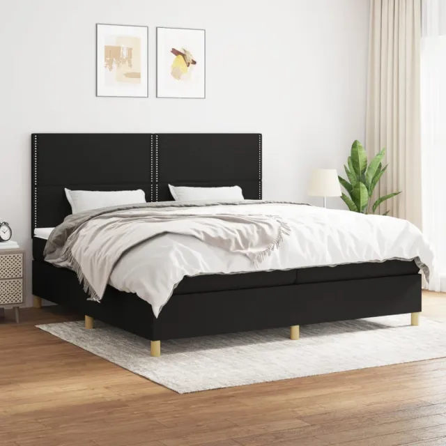 vidaXL Boxspring met matras stof zwart 200x200 cm