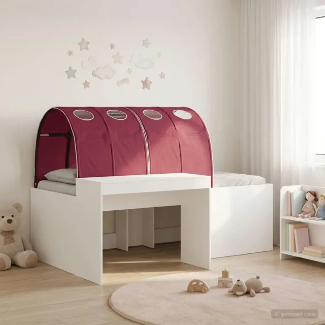 vidaXL Hoge Bed Frame met Bureau voor Kinderen 3 st Wit en Rood