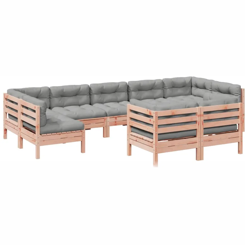 vidaXL 9-delige Loungeset met kussens massief douglas vurenhout Bruin
