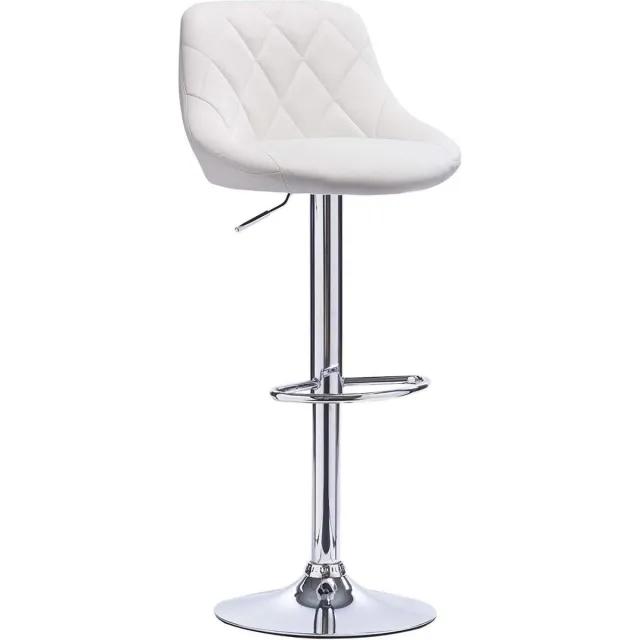 Dripio Barkruk Deluxe Addy - Industrial - Wit - Barkrukken set van 1 - Barstoel Kruk - Barstoelen met rugleuning - Keukenstoel - In hoogte verstelbaar - Kunstleer