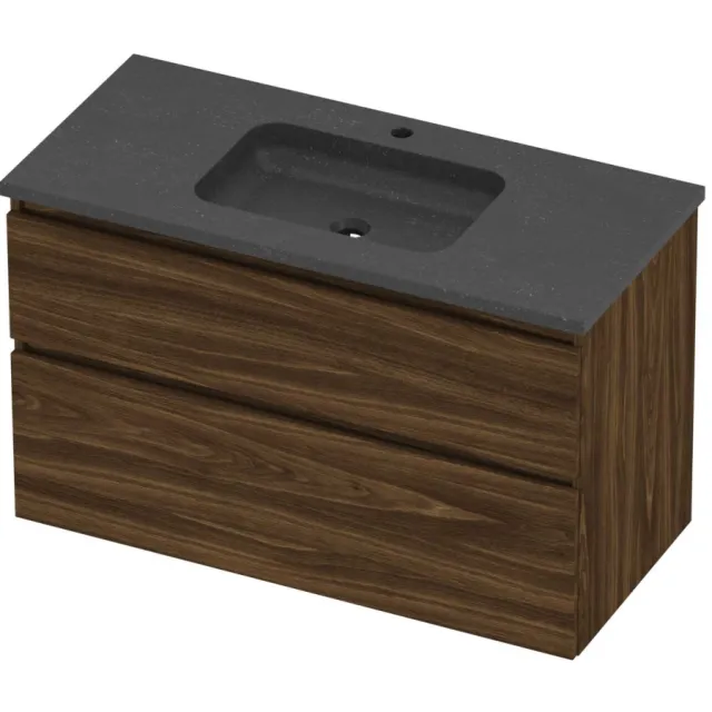 Proline Rollo Badmeubelset Hardsteen Elegant 1 Gat 100x46x62 cm Blue Stone Cabana Oak Eiken