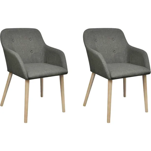 vidaXL Eetkamerstoelen 2 st stof en massief eikenhout lichtgrijs