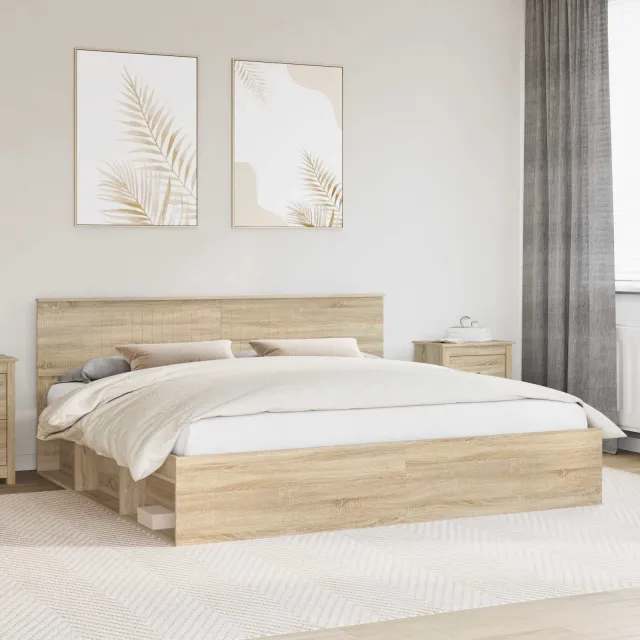 vidaXL Bedframe Sonoma Eiken 200 x 200 cm Massief grenenhout Bruin