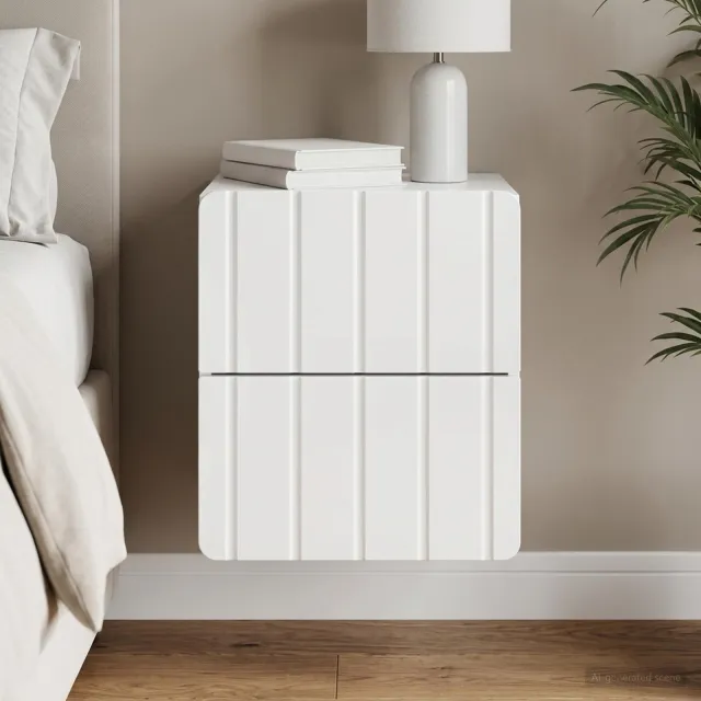 vidaXL Wandbeugel Bedkast Hoogglans Wit 33 x 34,5 x 43 cm Bewerkt hout