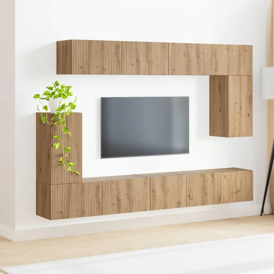 vidaXL Tv-meubelset 5 st Artisan Eiken Bewerkt hout, foto 4