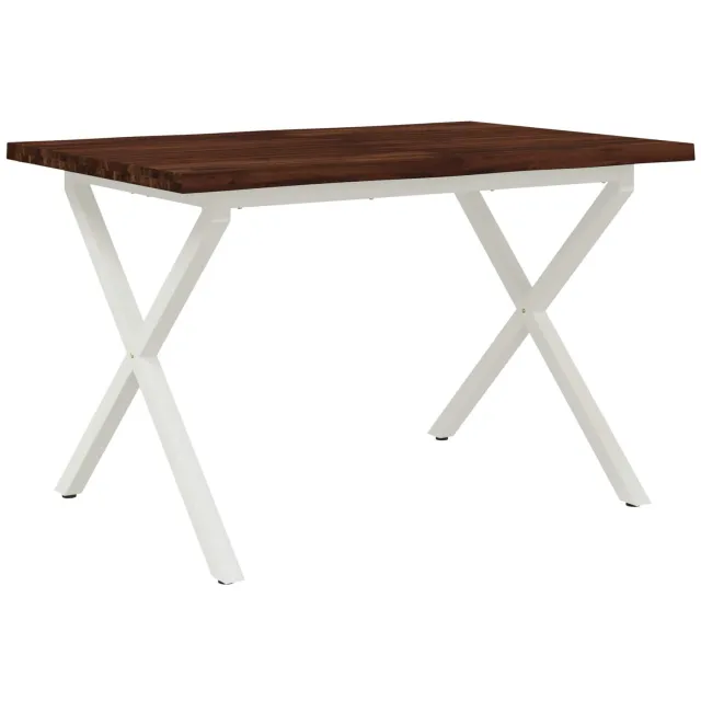 vidaXL Eettafel - met - levendige - rand - 120 - x - 80 - x - 75 - cm Donkerbruin en Wit