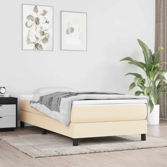 vidaXL Pocketveringmatras medium 90x200x20 cm stof crèmekleurig