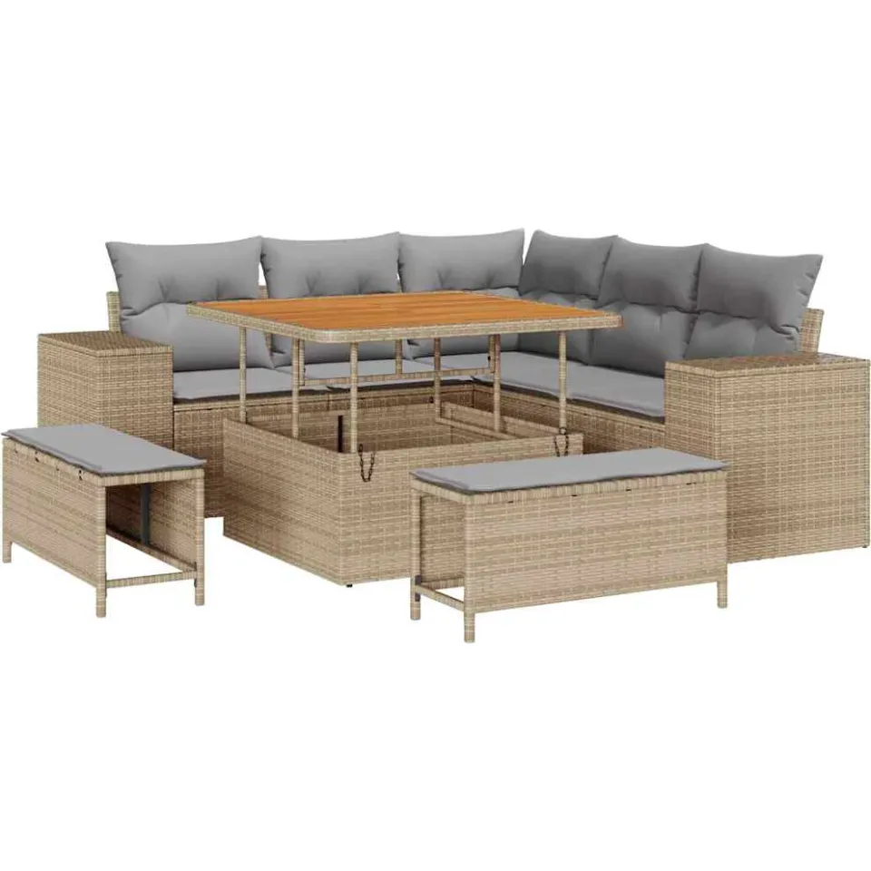 vidaXL Tuin Sofa Set 8 st Beige poly rattan