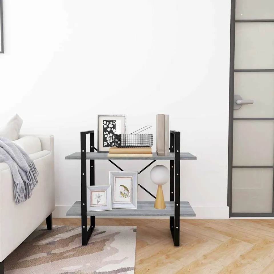 vidaXL Boekenkast met 2 schappen 80x30x70 cm bewerkt hout grijs sonoma, foto 3