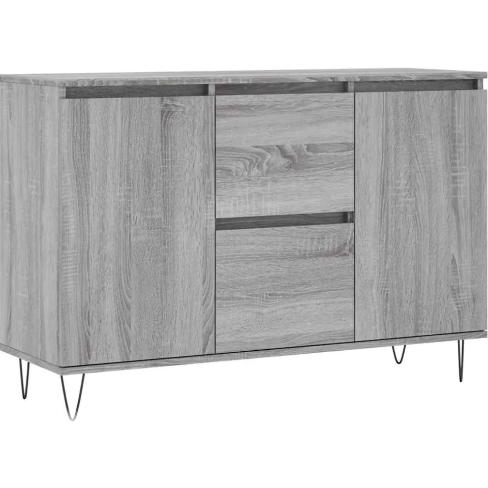 vidaXL Dressoir 101,5x35x70 cm bewerkt hout grijs sonoma eikenkleurig, foto 3