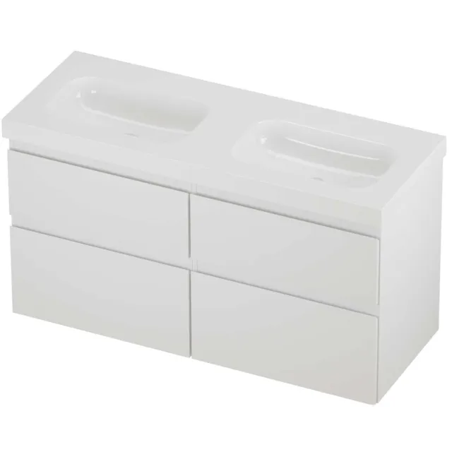 Proline Haga Badmeubelset Polystone Mezza Dubbel 120x46x66 cm Glans Wit Mat Wit