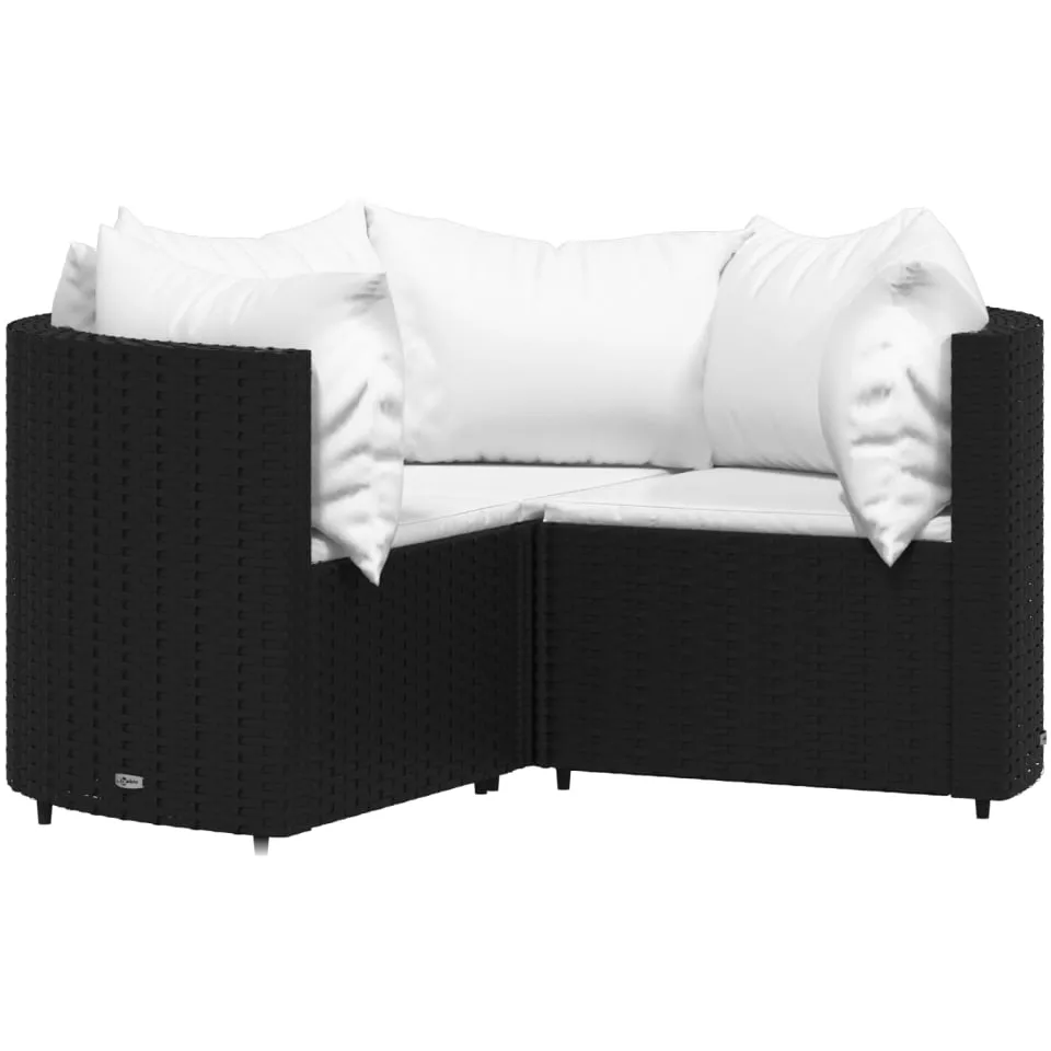 vidaXL 4-delige Loungeset met kussens poly rattan zwart, foto 3