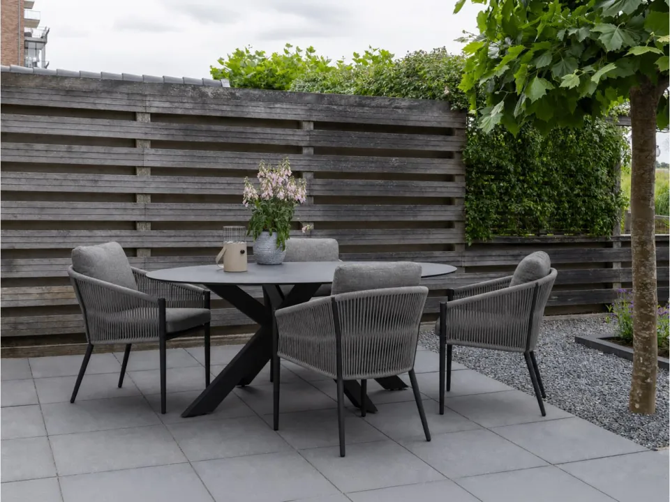 Bellagio tuinmeubelen Bellagio Mineo/Furato ellips 200cm dining tuinset 5-delig, foto 4
