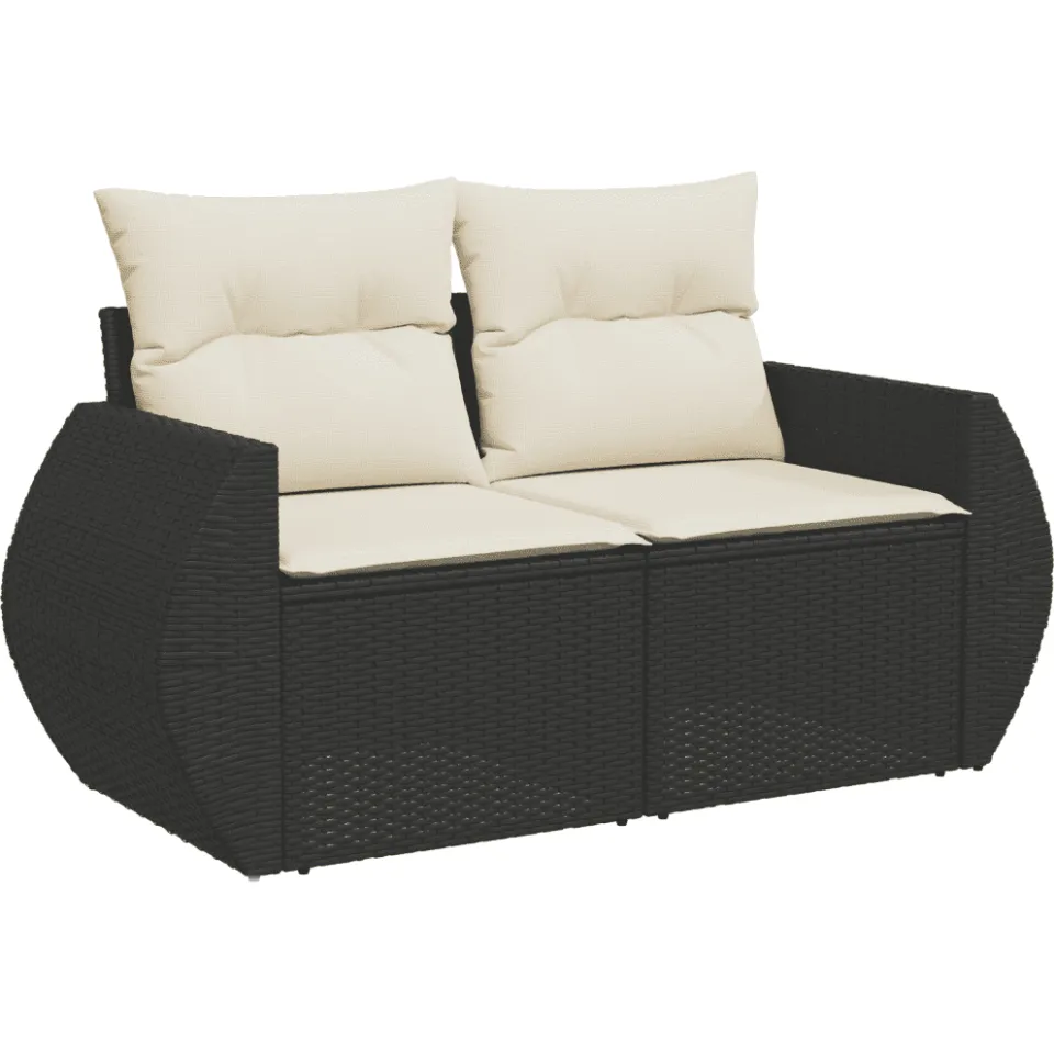 vidaXL 11-delige Loungeset met kussens poly rattan zwart, foto 4