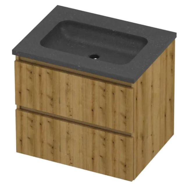 Proline Rollo Badmeubelset Hardsteen Elegant Zonder Kraangat 60x46x54 cm Blue Stone Urban Oak Eiken