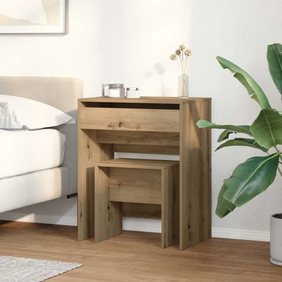 vidaXL Kaptafel 2 st artisanaal eikenkleurig 60 x 40 x 75 cm, foto 4