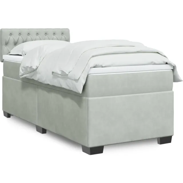 vidaXL Boxspring met matras fluweel lichtgrijs 90x190 cm grijs