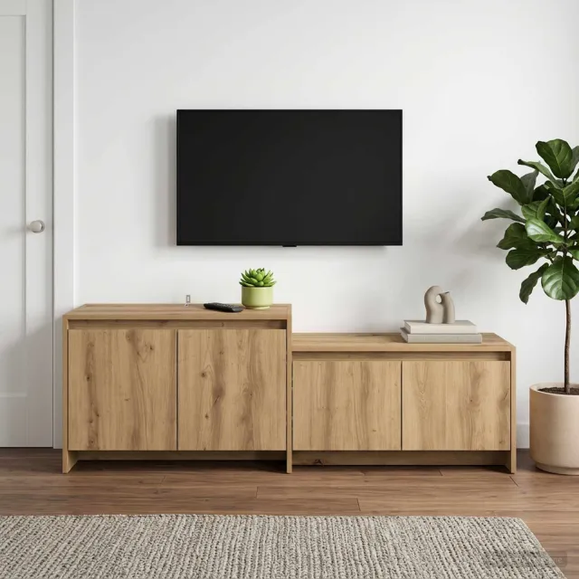 vidaXL Tv-meubel 147 x 35 x 50 cm Artisanaal eiken Bewerkt hout Bruin