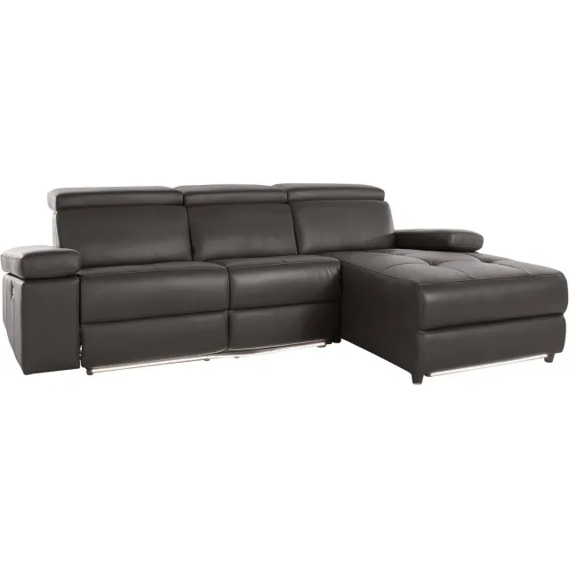 Notio Living Rayland-Hoekbank met Elektrische Relaxfunctie en USB - Bruin Kunstleer - Rechter Hoek - 259 cm