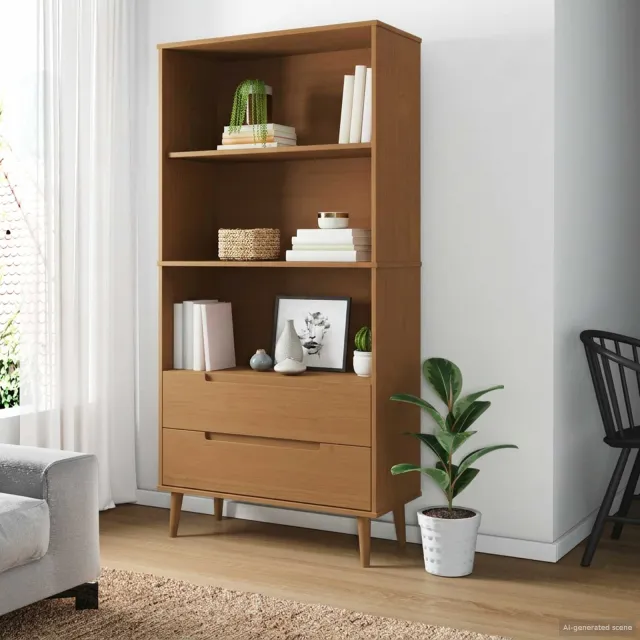 vidaXL Boekenkast MOLDE 85 x 35 x 170,5 cm Massief grenenhout Caramel Bruin