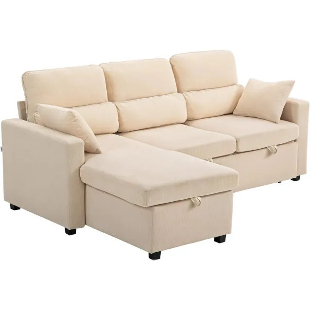 GranMaison Slaapbank - Uitklapbaar - Slaapstoel - Logeerbed - Zetelbed - Slaapfauteuil - Vouwbed - 2 persoons - Zeer comfortabel - Beige