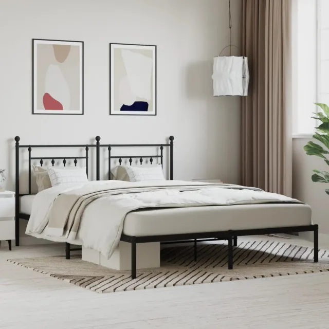vidaXL Bedframe met hoofdbord metaal zwart 180x200 cm