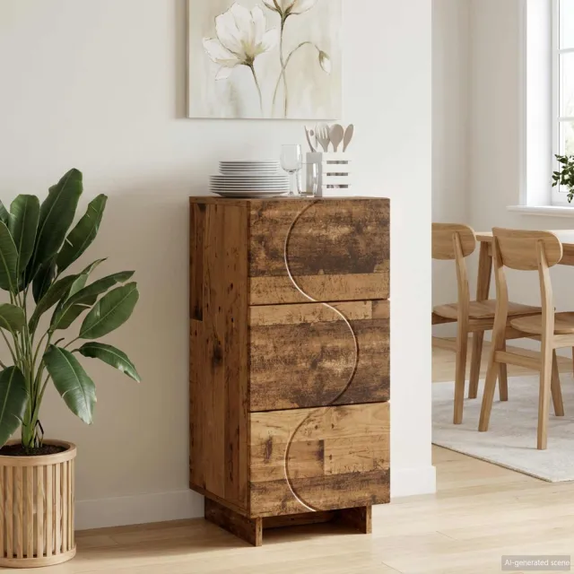 vidaXL Dressoir Oud hout 33.5 x 34.5 x 75 cm Bewerkt hout Bruin