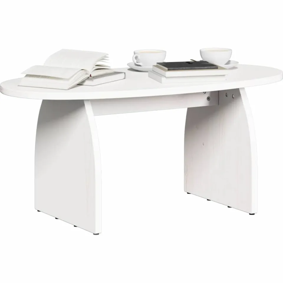 vidaXL Salontafel Wit 80 x 40 x 35 cm Massief grenenhout, foto 3