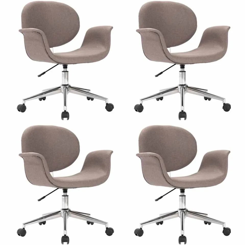 vidaXL Eetkamerstoelen 4 st draaibaar stof taupe, foto 3
