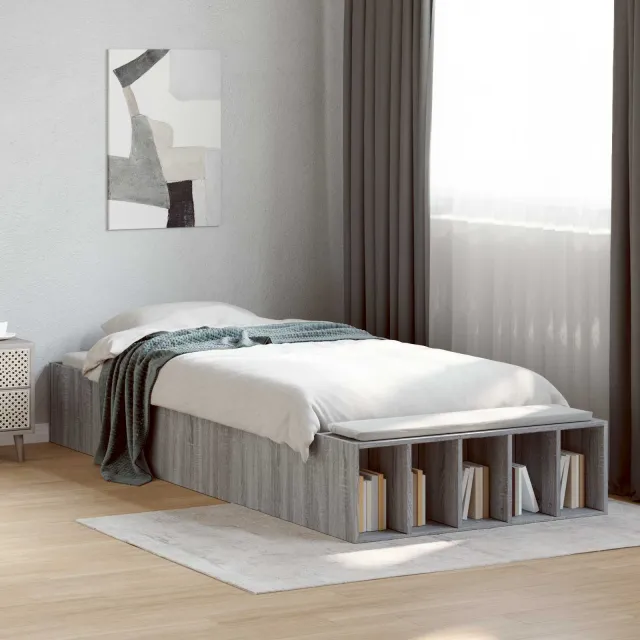 vidaXL Bedframe met opslag Sonoma Eiken 80 x 200 cm Bewerkt hout Bruin