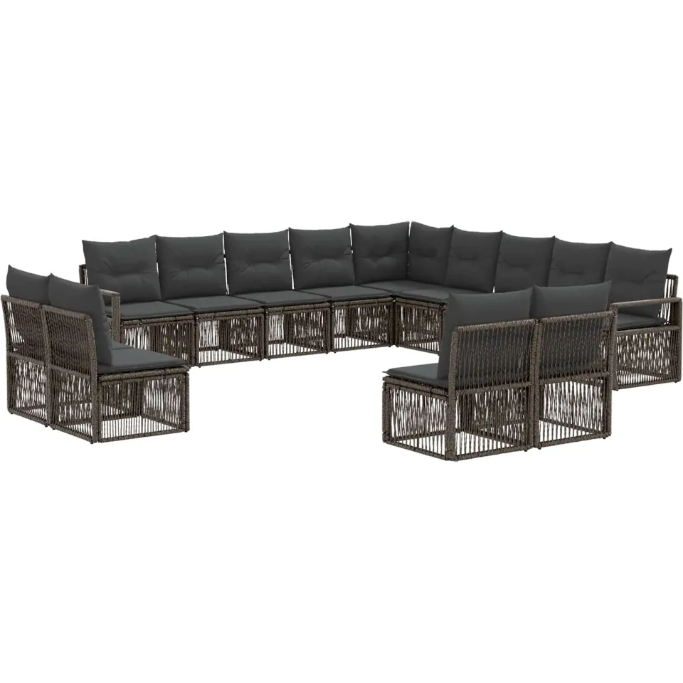 vidaXL Tuinbankenset 13 st 13-zits Grijs poly rattan, foto 3