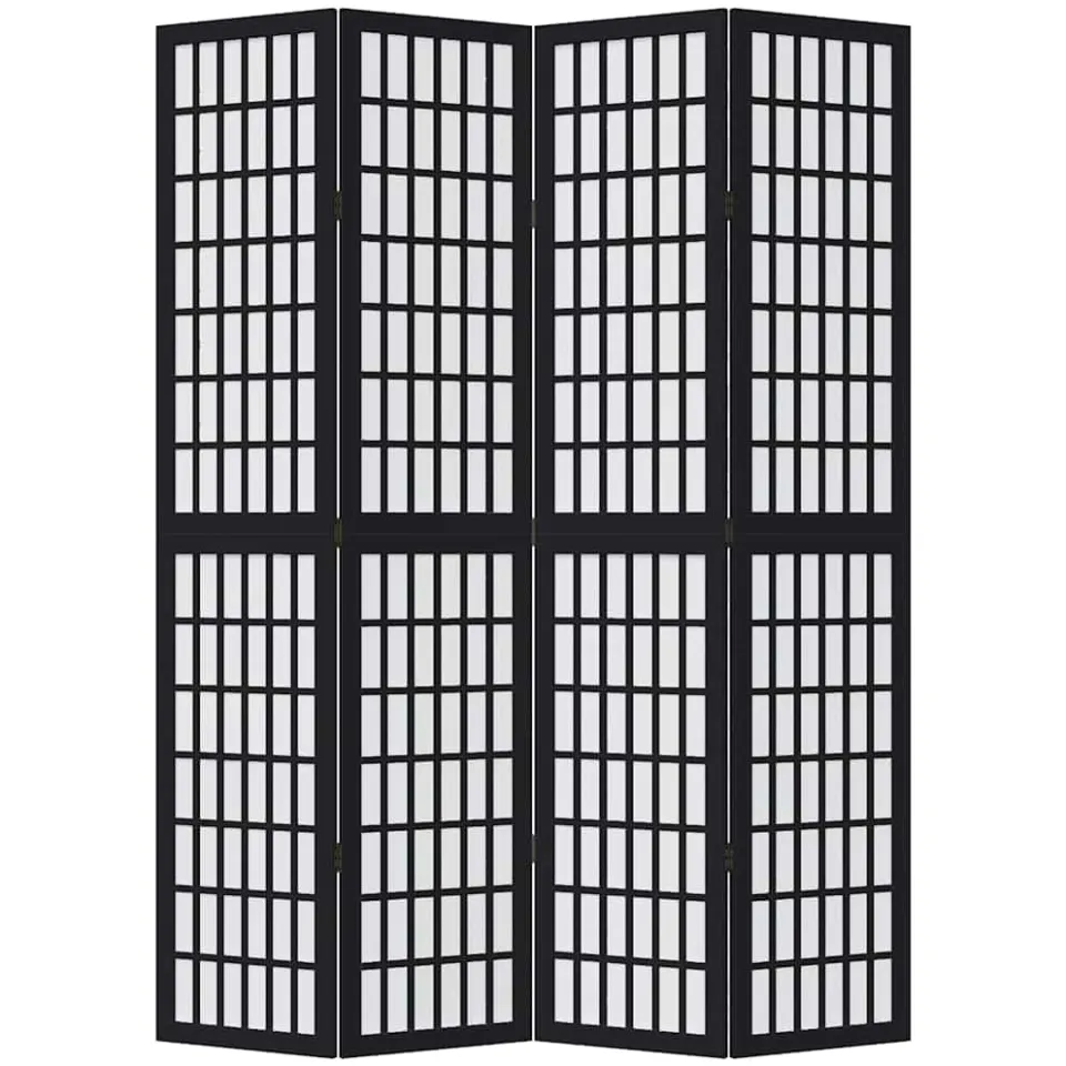 vidaXL Kamerscherm met 4 panelen massief paulowniahout zwart, foto 4