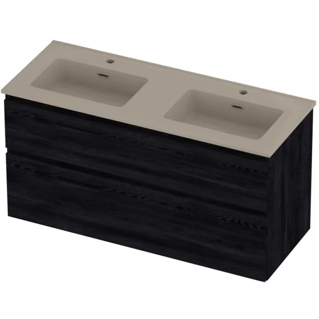 Proline Tribute Badmeubelset Porselein Elegant 2 Gaten 120x46x62 cm Mat Crème Cotton Black Oak Eiken