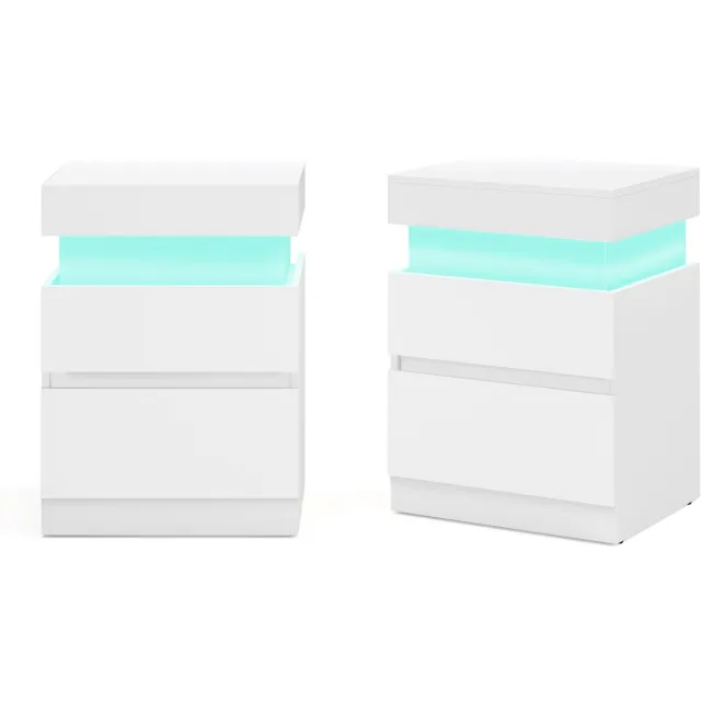 Vasagle Nachtkastje - Met Oplaadstation - Set van 2 - Met Verlichting en Geheime Opbergruimte wit