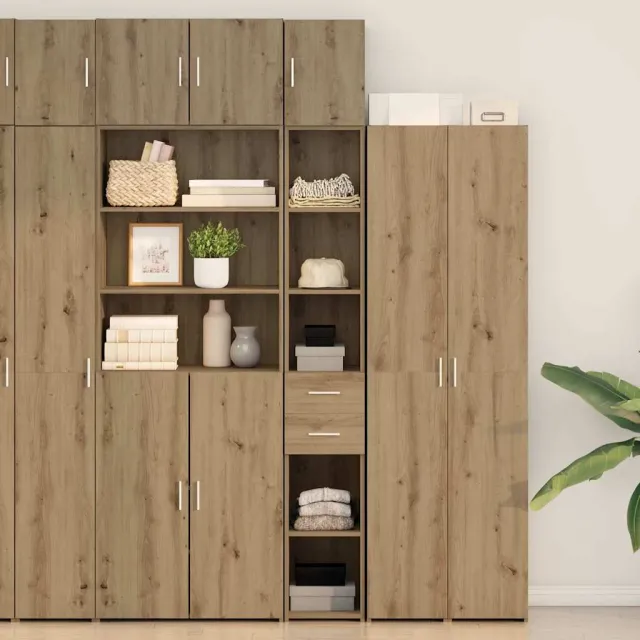 vidaXL Opbergkast 2 st Artisan Eiken 30 x 42,5 x 225 cm Bruin