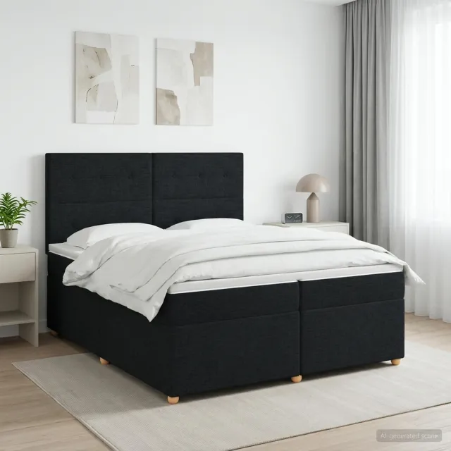vidaXL Boxspringbed met matras met hoofdeinde Zwart 200 x 200 cm Stof