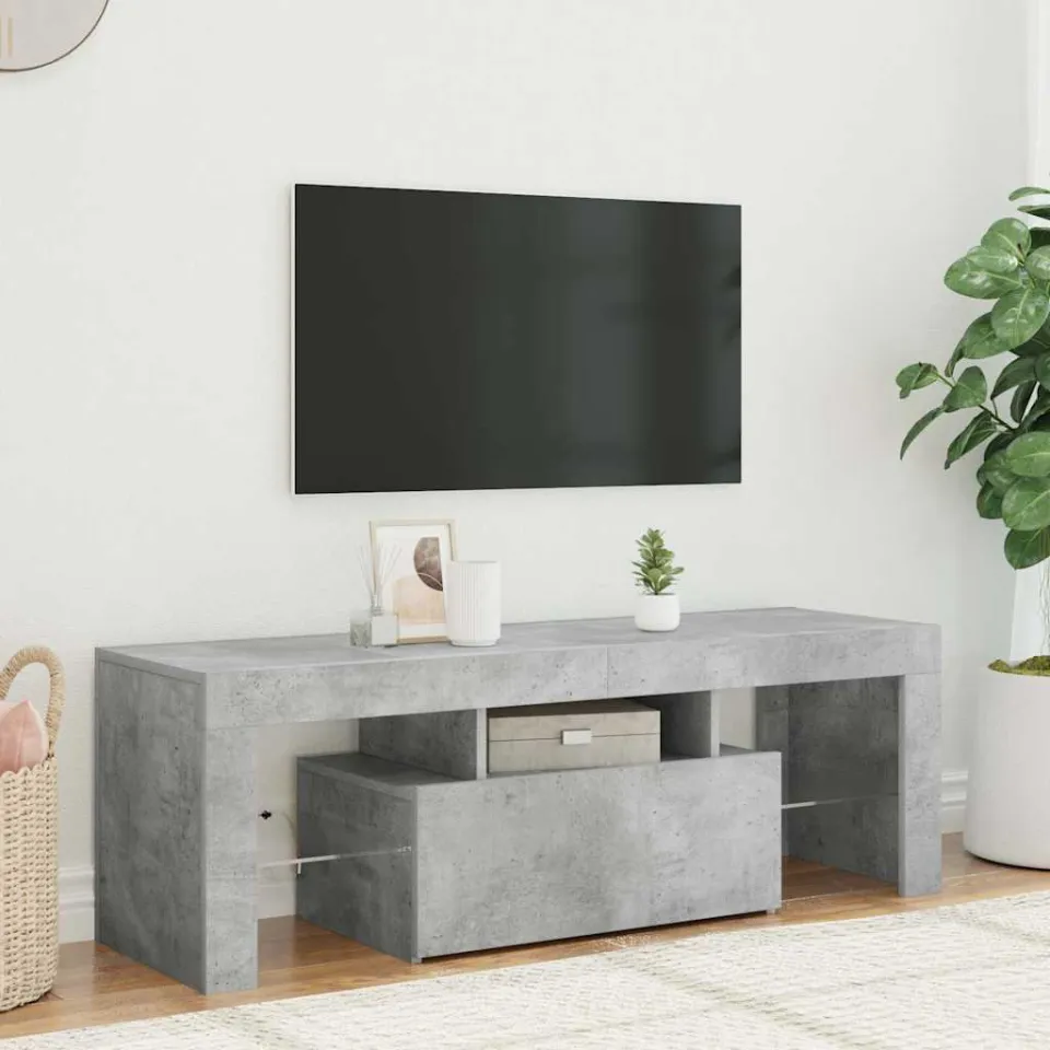 vidaXL Tv-meubel met LED-verlichting 120x35x40 cm betongrijs grijs, foto 3