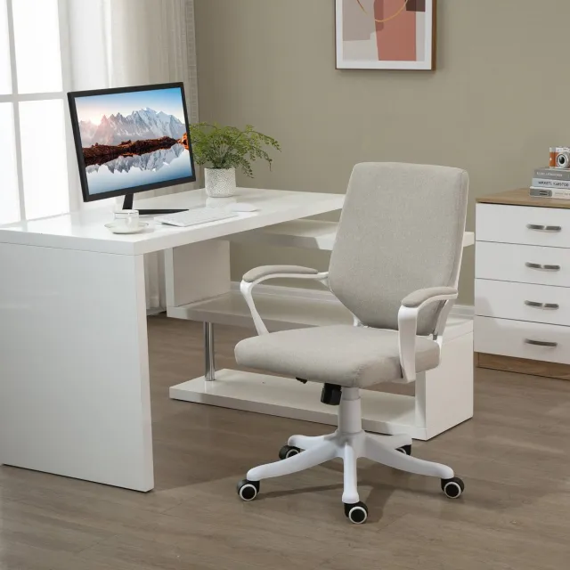 COVREO Bureaustoel 62x69x100 cm beige, polyester met lendensteun