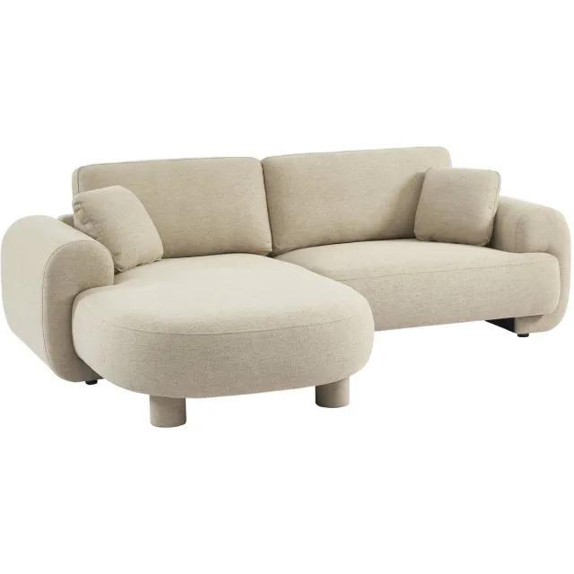 sweeek Hoekbank links met 3 zitplaatsen van stof ronde poten - zenio Beige