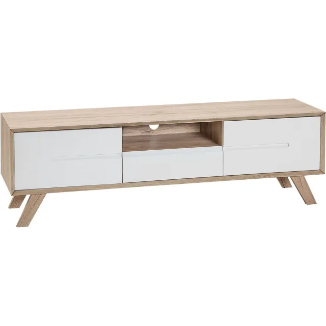Beliani FORESTER - TV-meubel - Lichte houtkleur - MDF Wit