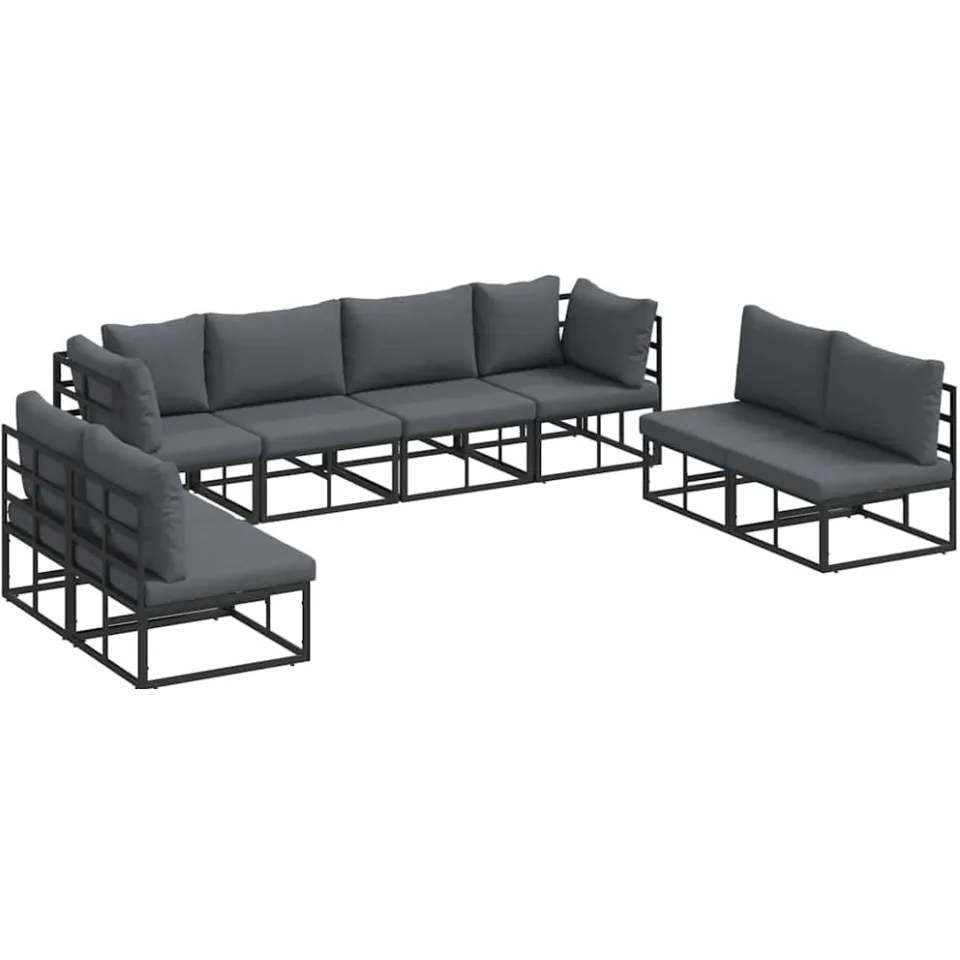 vidaXL Tuinbankenset 8 st Zwart Aluminium