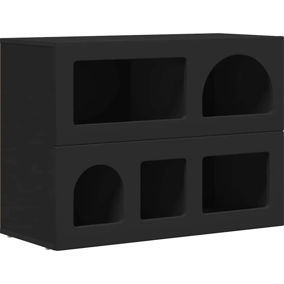 vidaXL Dressoir ELST Zwart 80,5 x 35 x 59 cm Bewerkt hout, foto 3