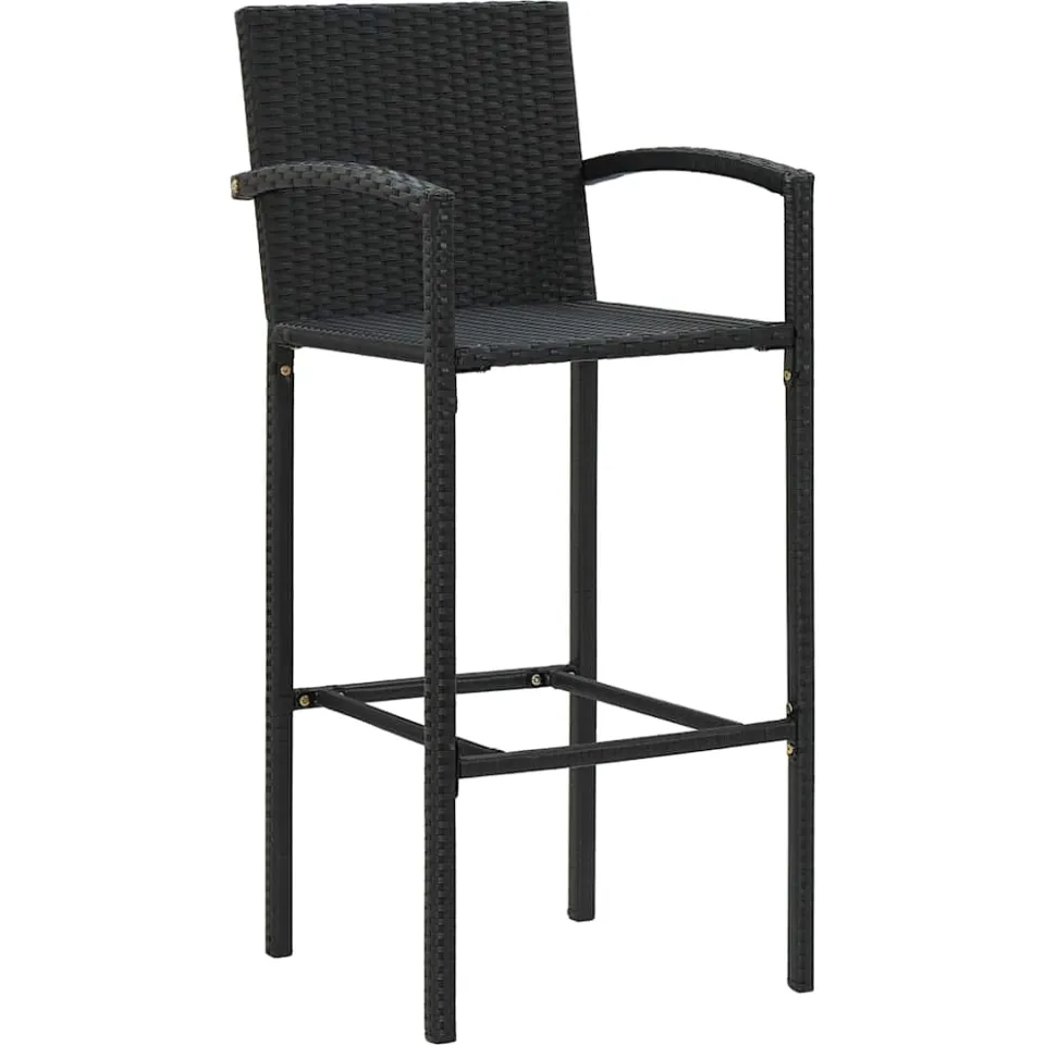 vidaXL 5-delige Tuinbarset met armleuningen poly rattan zwart, foto 4