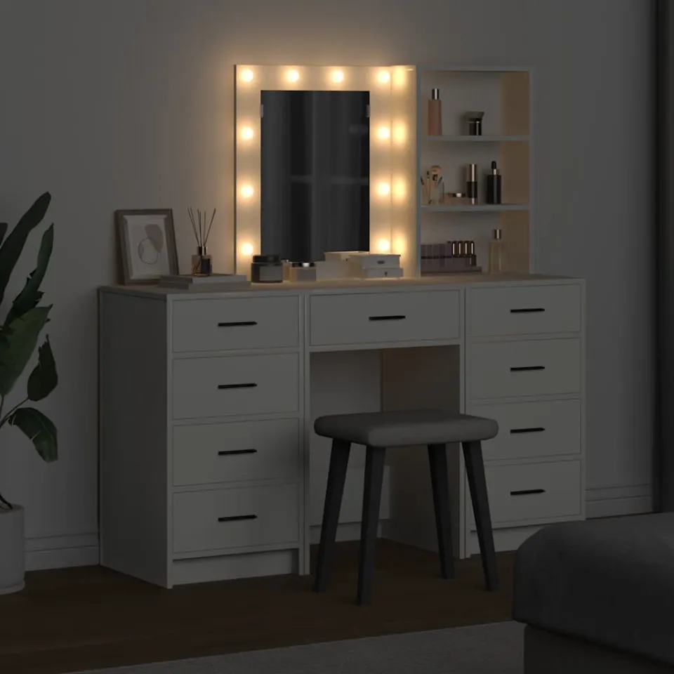 vidaXL Plafondtafel 3 st Wit 40 x 41 x 135 cm Bewerkt hout, foto 3