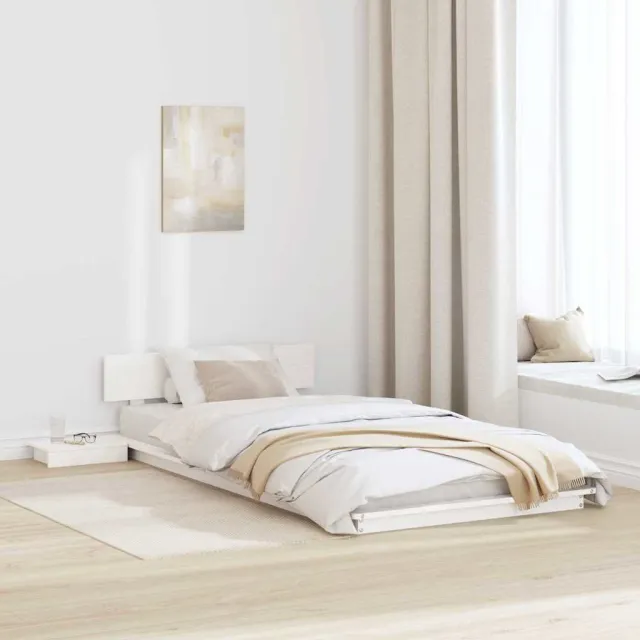 vidaXL Bedframe met hoofdeinde met opslag Wit 100 x 200 cm Hout