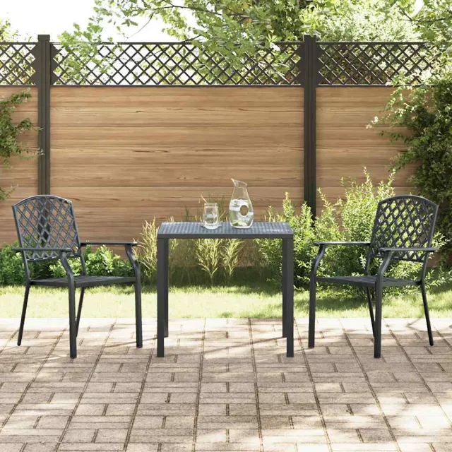 vidaXL Tuinstoelen stapelbaar 2 st staal antraciet Anthraciet