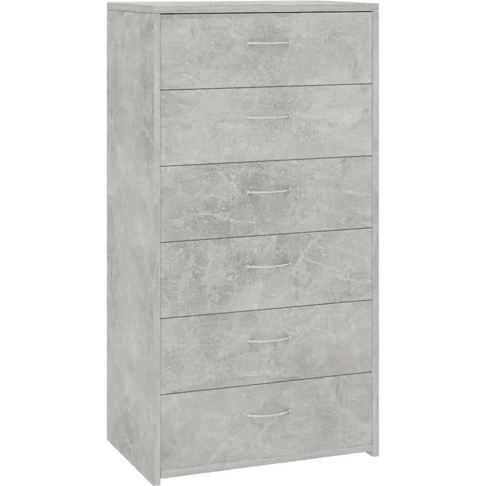 vidaXL Dressoir met 6 lades 50x34x96 cm bewerkt hout betongrijs grijs, foto 3